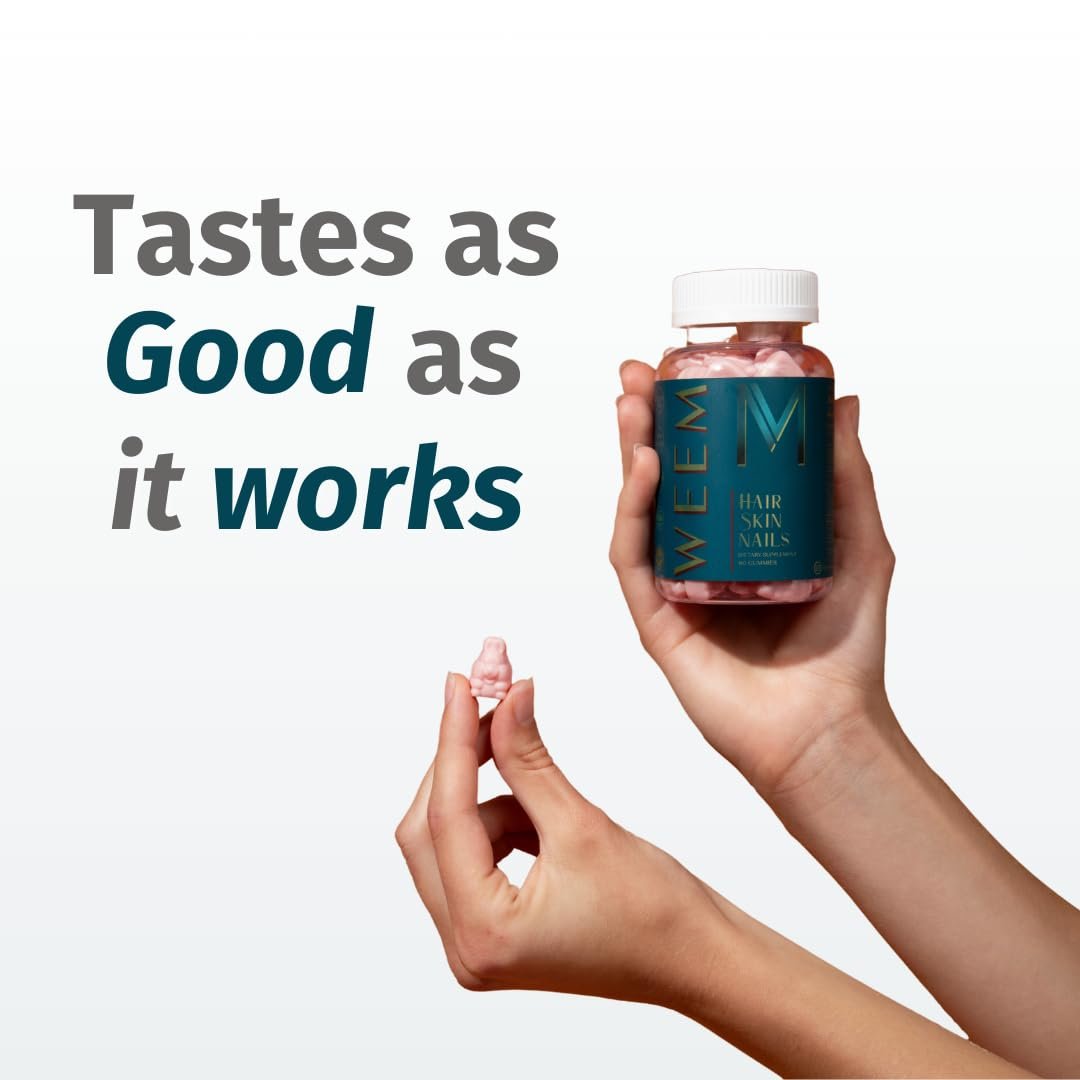 WEEM Hair Skin and Nails Gummies - Supports Healthy Hair - Vegan biotin Vitamins for Women & Men Supports Faster Hair Growth, Stronger Nails, Healthy Skin, Extra Strength (3) 3 WEEM Hair Skin and Nails Gummies - Supports Healthy Hair - Vegan biotin Vitamins for Women & Men Supports Faster Hair Growth, Stronger Nails, Healthy Skin, Extra Strength (3) - Image 3