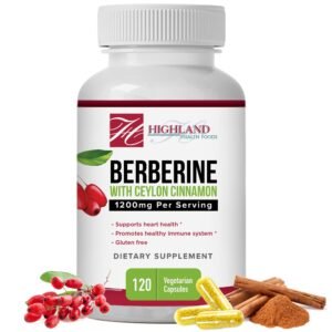 Highland Health Foods Berberine with Ceylon Cinnamon 1200 mg - Berberine HCL and Cinnamon for Blood Sugar and Metabolic Support - Non-GMO - Natural Support for Healthy Lifestyle - 120 Veg Capsules